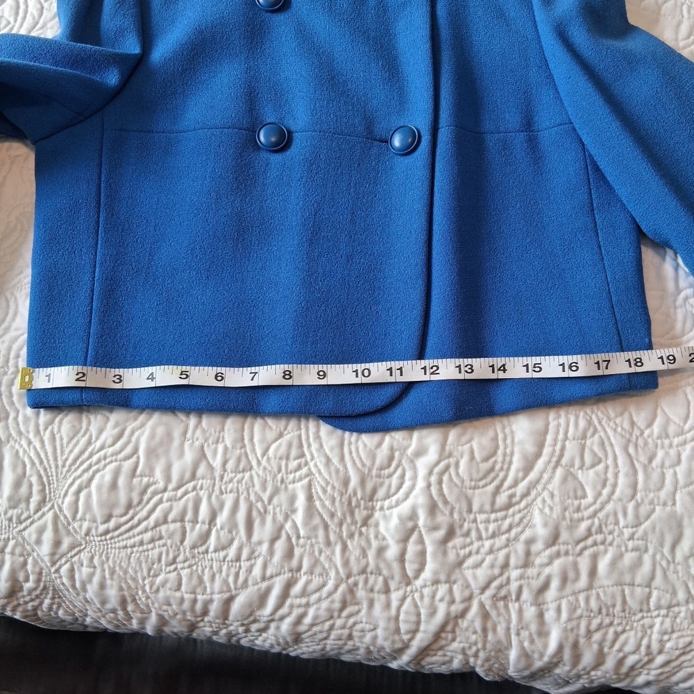 Adele Simpson Cropped Blue Tailored Jacket, Sz 8 - image 3
